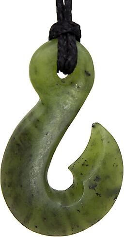 100% New Zealand Jade Necklace for Men and Women, Hand Carved Maori Necklace Jade Pendant for Men With Black Adjustable Cord, New Zealand Pounamu Green Stone Necklace, Hook Design Nephrite Jade Necklace 1.2in (30mm) in Saudi Arabia