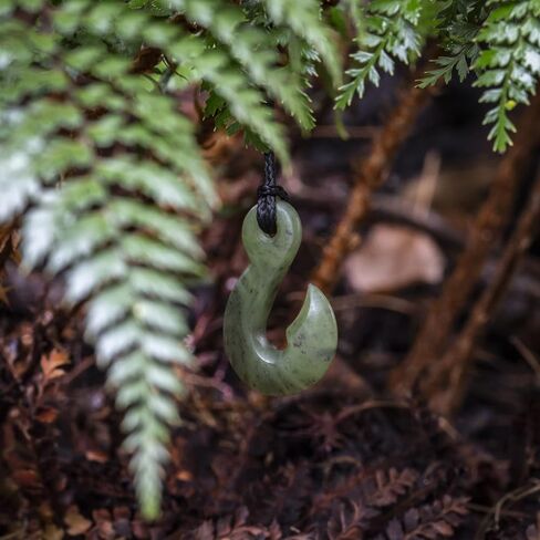 100% New Zealand Jade Necklace for Men and Women, Hand Carved Maori Necklace Jade Pendant for Men With Black Adjustable Cord, New Zealand Pounamu Green Stone Necklace, Hook Design Nephrite Jade Necklace 1.2in (30mm) in Saudi Arabia