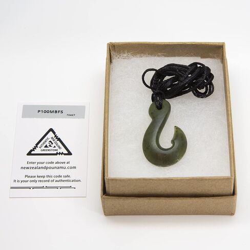 100% New Zealand Jade Necklace for Men and Women, Hand Carved Maori Necklace Jade Pendant for Men With Black Adjustable Cord, New Zealand Pounamu Green Stone Necklace, Hook Design Nephrite Jade Necklace 1.2in (30mm) in Saudi Arabia