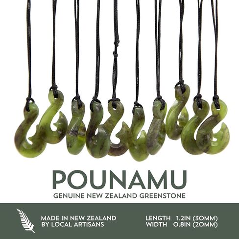 100% New Zealand Jade Necklace for Men and Women, Hand Carved Maori Necklace Jade Pendant for Men With Black Adjustable Cord, New Zealand Pounamu Green Stone Necklace, Hook Design Nephrite Jade Necklace 1.2in (30mm) in Saudi Arabia