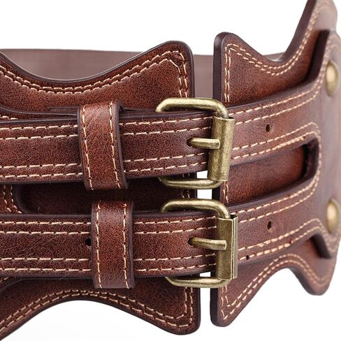 GABERLY Vintage Gothic Steampunk Brown Leather Belt for Women in Saudi Arabia