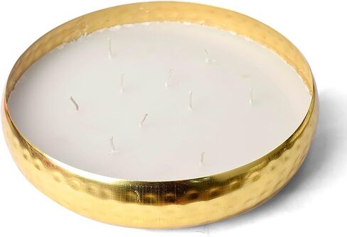 SATVIK 7.2 Inch Brass Scented Candle Urli Wax Urli Hammered Pattern Multi Wicks Tea Lights Flowers Handcrafted Bowl Indian Festive for Home Office Mandir Living Room Table Top Diwali Décor Gifts Item in Saudi Arabia