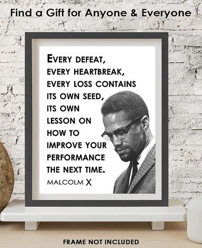 ملصق فني ملهم للحائط مالكولم إكس: "كل هزيمة، حسرة" - لوحة فنية جدارية أمريكية أفريقية غير مؤطرة مقاس 11 × 14، تأكيدات إيجابية لديكور الحائط للمراهقين والفتيات والفتيان وديكور المكاتب للرجال والنساء in Kuwait