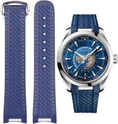 20mm Curved End Rubber Silicone Replacement Strap Compatible with Omega Seamaster 300 AT150 Aqua Terra 8900 Watch Band Steel Buckle Bracelet in Kuwait