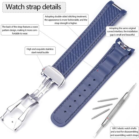 20mm Curved End Rubber Silicone Replacement Strap Compatible with Omega Seamaster 300 AT150 Aqua Terra 8900 Watch Band Steel Buckle Bracelet in Kuwait