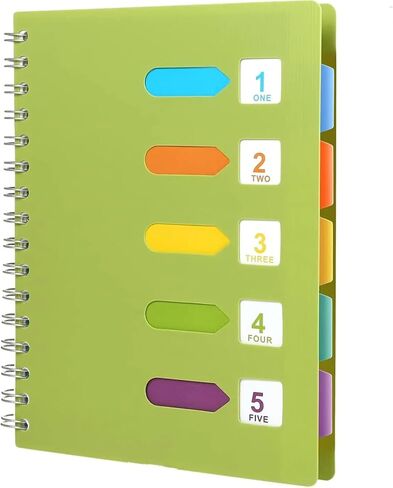 5 Subject Spiral Notebook - B5 Large 240 Pages Lined Journal, College Ruled Notebook for Women Men School, Office, Work Writing, Plastic Softcover, 7x10 - GrayBlue in Saudi Arabia