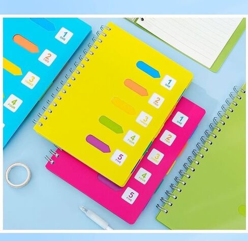 5 Subject Spiral Notebook - B5 Large 240 Pages Lined Journal, College Ruled Notebook for Women Men School, Office, Work Writing, Plastic Softcover, 7x10 - GrayBlue in Saudi Arabia