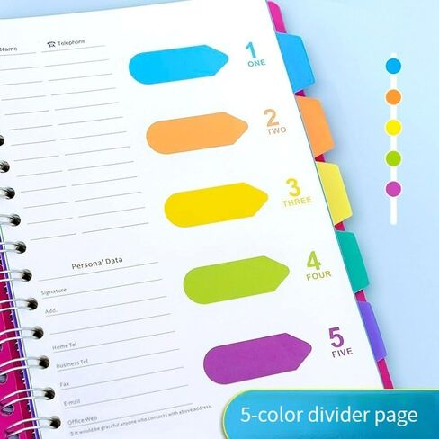 5 Subject Spiral Notebook - B5 Large 240 Pages Lined Journal, College Ruled Notebook for Women Men School, Office, Work Writing, Plastic Softcover, 7x10 - GrayBlue in Saudi Arabia