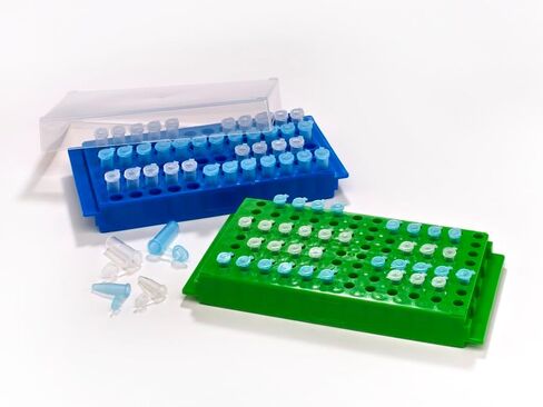 Caplugs Evergreen 240-6388-B30 Microcentrifuge Tube Rack. 96 Places, Reversible, Polypropylene, Blue in Saudi Arabia
