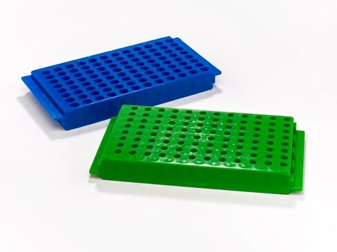 Caplugs Evergreen 240-6388-B30 Microcentrifuge Tube Rack. 96 Places, Reversible, Polypropylene, Blue in Saudi Arabia