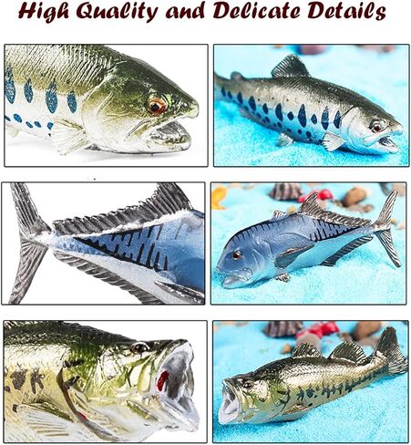 تماثيل الأسماك المصغرة، نماذج الأسماك المزيفة، نماذج الأسماك المرسومة يدويًا، زينة تمثال حيواني لحفلات المناظر الطبيعية الصغيرة، أعلى الكعكة، مجموعة من 7 in Kuwait