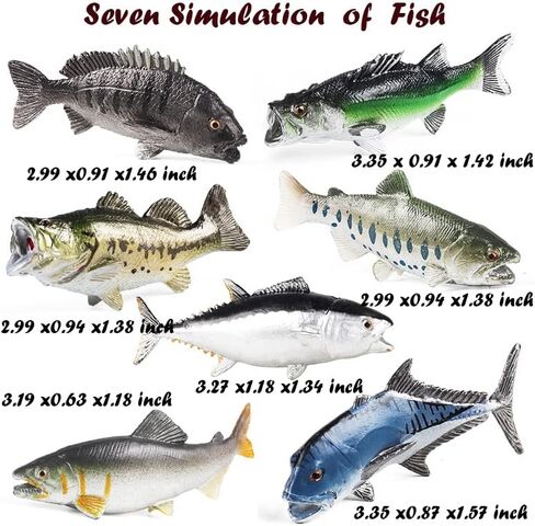 تماثيل الأسماك المصغرة، نماذج الأسماك المزيفة، نماذج الأسماك المرسومة يدويًا، زينة تمثال حيواني لحفلات المناظر الطبيعية الصغيرة، أعلى الكعكة، مجموعة من 7 in Kuwait