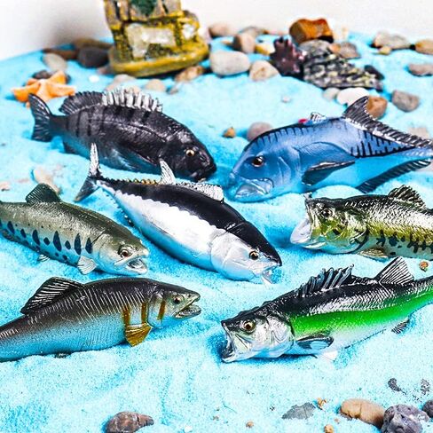 تماثيل الأسماك المصغرة، نماذج الأسماك المزيفة، نماذج الأسماك المرسومة يدويًا، زينة تمثال حيواني لحفلات المناظر الطبيعية الصغيرة، أعلى الكعكة، مجموعة من 7 in Kuwait