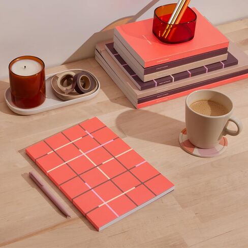 POKETO Checkered Object Notebook - Lavender - Blank, Aesthetic Notebook for Journaling, Office or School - Soft Cover, Lay Flat Journal - 140 Blank Pages, 7" x 9.75 in Saudi Arabia
