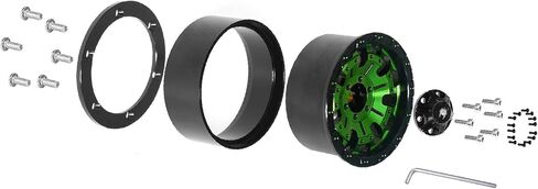 1.9 Beadlock Wheels aluminium alloy，1.9 Wheels Three color and style options available for 1:10 RC Crawler Axial SCX10 SCX10 II TRX4 RC4WD D90（4pcs） (Black＆Gold) in Kuwait