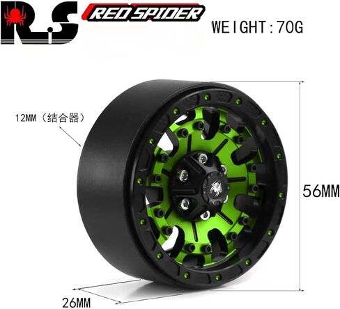 1.9 Beadlock Wheels aluminium alloy，1.9 Wheels Three color and style options available for 1:10 RC Crawler Axial SCX10 SCX10 II TRX4 RC4WD D90（4pcs） (Black＆Gold) in Kuwait