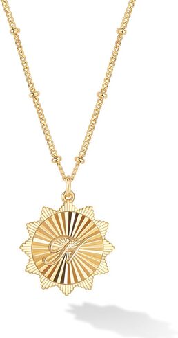 Dremmy Studios Gold Initial Necklace for Women | 14K Gold Plated Sunburst Disc Letter A-Z Coin Pendant Satellite Chain | Personalized Dainty Charm Link Chain Choker Letter Necklace Jewelry Gift in Saudi Arabia