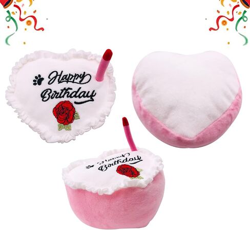PET SHOW Dog Birthday Toy Cake Girl Heart Plush Dog Toys with Bell Inside for Small Medium Large Dog Boy Cats Puppies Party Supplies (Blue) in Saudi Arabia