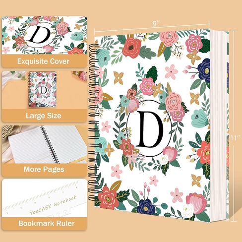 Hardcover Spiral Notebook Journal 8.5" x 11", 300 Pages Journals for Women Men, A4 Large College Ruled Notebooks, Cute Floral Letter Spiral Journal for Writing, Work, Business, School (8.5" x 11" A4, A) in Saudi Arabia