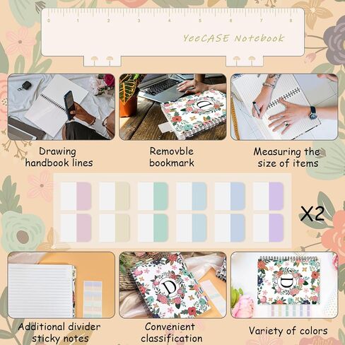 Hardcover Spiral Notebook Journal 8.5" x 11", 300 Pages Journals for Women Men, A4 Large College Ruled Notebooks, Cute Floral Letter Spiral Journal for Writing, Work, Business, School (8.5" x 11" A4, A) in Saudi Arabia