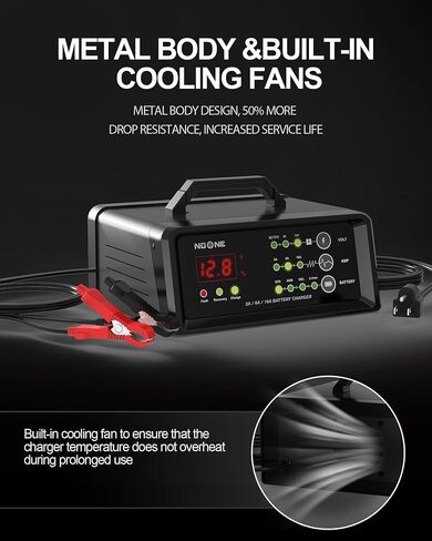 NOONE 2A/6A/10A Car Battery Charger, 6V/12V Smart Fully Automatic Battery Charger Maintainer, Trickle Charger, Battery Desulfator for Car, Motorcycle, Boat, Lawn Mower, Marine Lead Acid Batteries in Kuwait