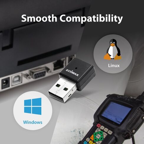 EDiMAX Wi-Fi 5 802.11ac محول USB للشبكات اللاسلكية ثنائي النطاق من الدرجة الصناعية AC650 لأجهزة الكمبيوتر والأنظمة المدمجة، Windows، Linux، تحمل درجات الحرارة القصوى -4F إلى 167F، IEW-7811UTC in Kuwait