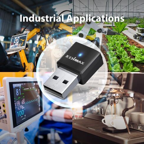 EDiMAX Wi-Fi 5 802.11ac محول USB للشبكات اللاسلكية ثنائي النطاق من الدرجة الصناعية AC650 لأجهزة الكمبيوتر والأنظمة المدمجة، Windows، Linux، تحمل درجات الحرارة القصوى -4F إلى 167F، IEW-7811UTC in Kuwait