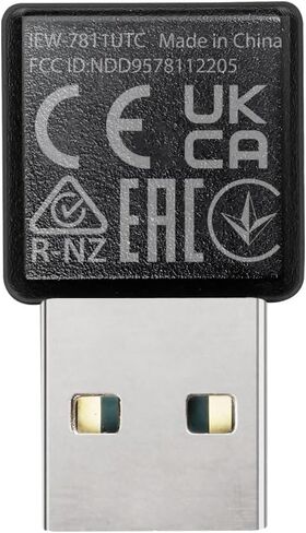 EDiMAX Wi-Fi 5 802.11ac محول USB للشبكات اللاسلكية ثنائي النطاق من الدرجة الصناعية AC650 لأجهزة الكمبيوتر والأنظمة المدمجة، Windows، Linux، تحمل درجات الحرارة القصوى -4F إلى 167F، IEW-7811UTC in Kuwait