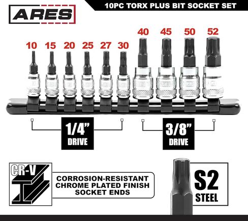 ARES 31037 – 10-Piece 3/8-Inch Drive Extra Long Torx Bit Socket Set – Durable Bit Socket Set Includes Torx Bit Sockets from T10 to T60 – 5.5-Inch Long Bit Sockets Offer Superior Reach in Saudi Arabia