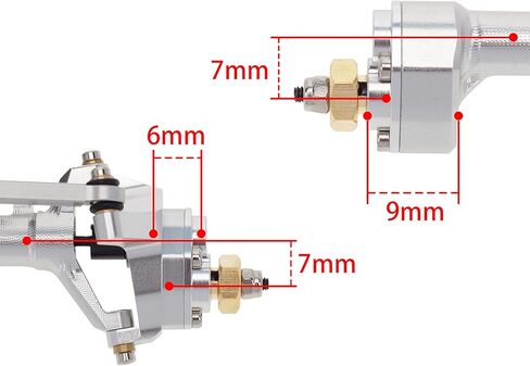 DKKY 1/24 مقياس محاور سبائك الألومنيوم الأمامية والخلفية مجموعة مبيت محور البوابة مع مفصل C جديد لأجزاء ترقية جيب SCX24 90081 C10 (فضي) in Kuwait