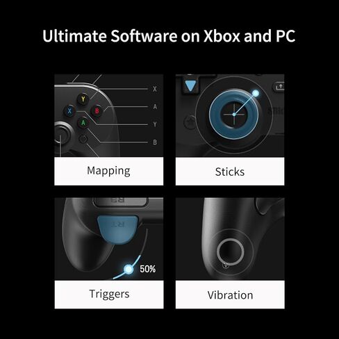وحدة تحكم سلكية 8bitdo Pro 2 لأجهزة Xbox Series X|S، وXbox One، وWindows 10/11، ولوحة ألعاب مع عصا تحكم Hall Effect، ومقبس صوت 3.5 ملم - مرخص رسميًا - أسود in Kuwait