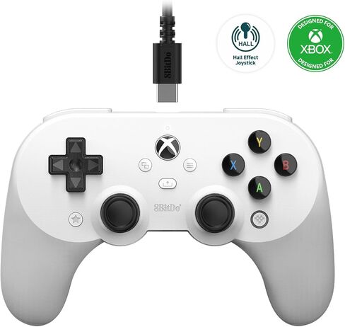 وحدة تحكم سلكية 8bitdo Pro 2 لأجهزة Xbox Series X|S، وXbox One، وWindows 10/11، ولوحة ألعاب مع عصا تحكم Hall Effect، ومقبس صوت 3.5 ملم - مرخص رسميًا - أسود in Kuwait