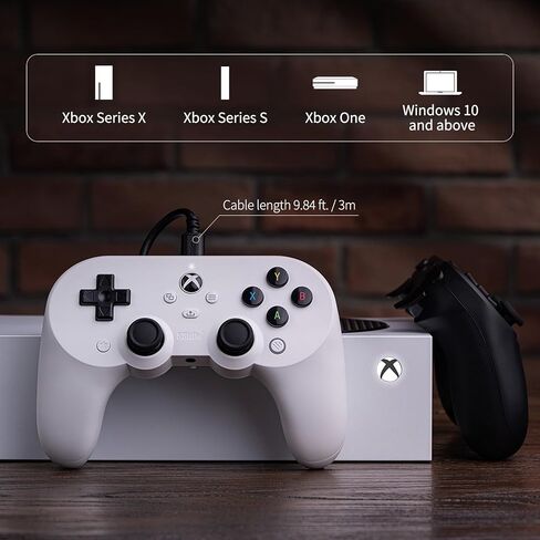وحدة تحكم سلكية 8bitdo Pro 2 لأجهزة Xbox Series X|S، وXbox One، وWindows 10/11، ولوحة ألعاب مع عصا تحكم Hall Effect، ومقبس صوت 3.5 ملم - مرخص رسميًا - أسود in Kuwait