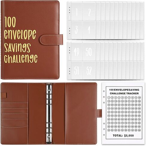 100 Envelopes Money Saving Challenge Binder, Money Saving Binder Savings Challenges Book to Save $5,050 in Saudi Arabia