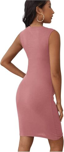 Verdusa Women's Maternity Twist Front Sleeveless Bodycon Tank Pencil Dress Medium Pink Small in Saudi Arabia