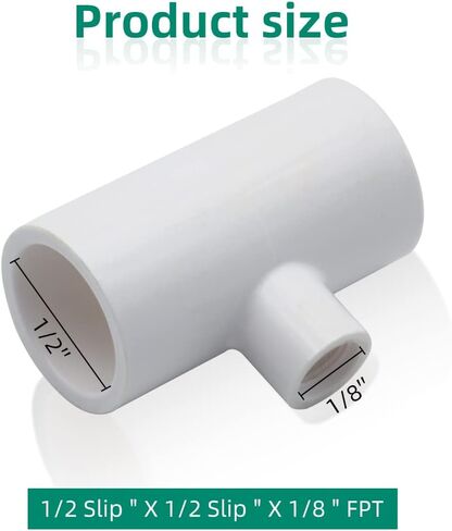 تركيبات تي شيرت PVC للحلمات الملولبة لسقاية الدجاج - تركيبات تقليل المحملة للجدول 40 أنابيب PVC مع خيوط FPT مقاس 1/8 بوصة (20) in Kuwait