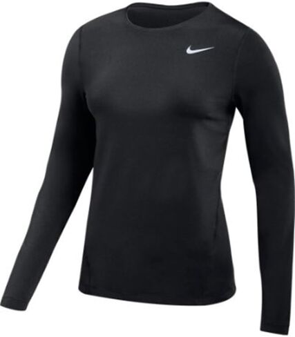 قميص Nike نسائي Pro All Over Dri-Fit بأكمام طويلة شبكي (الولايات المتحدة، ألفا، متوسط، عادي، عادي، أسود) in Saudi Arabia