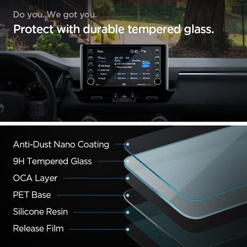 واقي شاشة من الزجاج المقوى من Spigen [Glas.tR Slim] مصمم لسيارة Toyota RAV4 (2019/2020/2021/2022) شاشة لمس لوحة القيادة 8 بوصة - شفاف كريستالي in Saudi Arabia