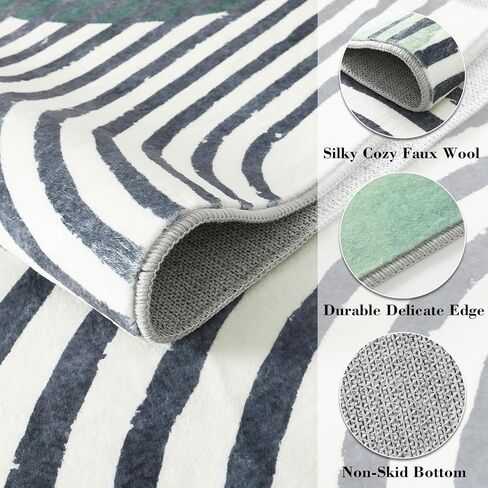 سجاد Wonnitar Boho لغرفة المعيشة، سجادة منطقة 5 × 7 لغرفة النوم، سجاد الحضانة قابل للغسل، سجادة غرفة الأطفال غير قابلة للانزلاق، سجادة ناعمة مجردة بألوان قوس قزح منخفضة الوبر لغرفة النوم والمكتب المنزلي in Kuwait