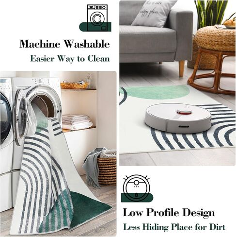 سجاد Wonnitar Boho لغرفة المعيشة، سجادة منطقة 5 × 7 لغرفة النوم، سجاد الحضانة قابل للغسل، سجادة غرفة الأطفال غير قابلة للانزلاق، سجادة ناعمة مجردة بألوان قوس قزح منخفضة الوبر لغرفة النوم والمكتب المنزلي in Kuwait