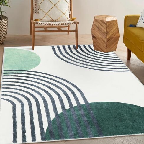 سجاد Wonnitar Boho لغرفة المعيشة، سجادة منطقة 5 × 7 لغرفة النوم، سجاد الحضانة قابل للغسل، سجادة غرفة الأطفال غير قابلة للانزلاق، سجادة ناعمة مجردة بألوان قوس قزح منخفضة الوبر لغرفة النوم والمكتب المنزلي in Kuwait