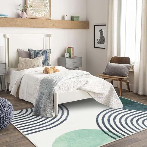 سجاد Wonnitar Boho لغرفة المعيشة، سجادة منطقة 5 × 7 لغرفة النوم، سجاد الحضانة قابل للغسل، سجادة غرفة الأطفال غير قابلة للانزلاق، سجادة ناعمة مجردة بألوان قوس قزح منخفضة الوبر لغرفة النوم والمكتب المنزلي in Kuwait