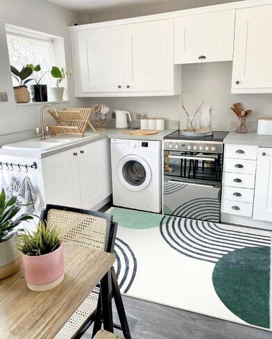 سجاد Wonnitar Boho لغرفة المعيشة، سجادة منطقة 5 × 7 لغرفة النوم، سجاد الحضانة قابل للغسل، سجادة غرفة الأطفال غير قابلة للانزلاق، سجادة ناعمة مجردة بألوان قوس قزح منخفضة الوبر لغرفة النوم والمكتب المنزلي in Kuwait