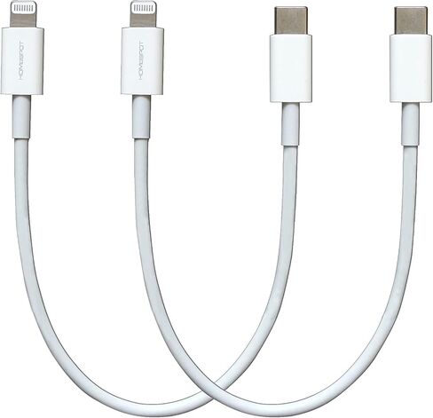 كابل HomeSpot Lightning قصير، 2 قدم [معتمد من Apple MFi]، كابل USB C إلى Lightning iPhone، شحن توصيل الطاقة لأجهزة iPhone 13 12 Pro Max 11 SE XR وAirPods وMacBook وiPad Air Mini | أبيض 1 حزمة in Kuwait