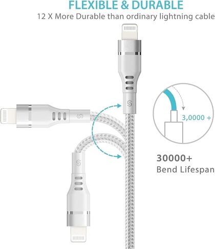 Syncwire iPhone Charger Lightning Cable 4ft [Apple MFI Certified] Upgraded Nylon Braided Fast Charging & Syncing Apple Charger Cord for iPhone 13 12 11 XS Max XR X 8 Plus 7 Plus 6S 6 Se iPad - Black in Saudi Arabia
