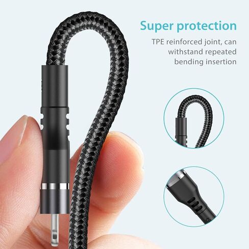 Syncwire iPhone Charger Lightning Cable 4ft [Apple MFI Certified] Upgraded Nylon Braided Fast Charging & Syncing Apple Charger Cord for iPhone 13 12 11 XS Max XR X 8 Plus 7 Plus 6S 6 Se iPad - Black in Saudi Arabia