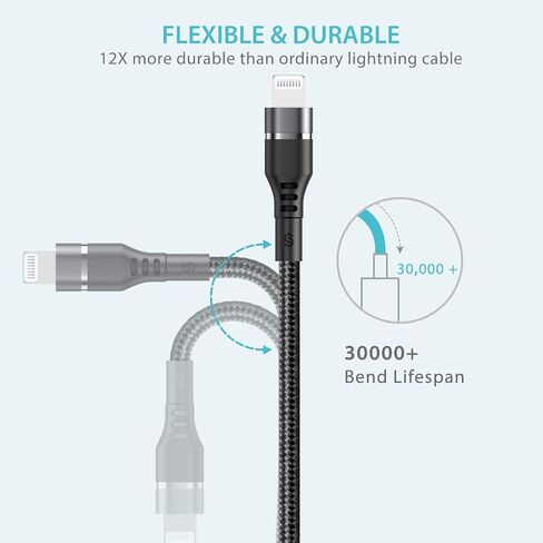 Syncwire iPhone Charger Lightning Cable 4ft [Apple MFI Certified] Upgraded Nylon Braided Fast Charging & Syncing Apple Charger Cord for iPhone 13 12 11 XS Max XR X 8 Plus 7 Plus 6S 6 Se iPad - Black in Saudi Arabia