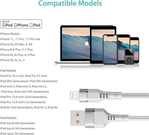 Syncwire iPhone Charger Lightning Cable 4ft [Apple MFI Certified] Upgraded Nylon Braided Fast Charging & Syncing Apple Charger Cord for iPhone 13 12 11 XS Max XR X 8 Plus 7 Plus 6S 6 Se iPad - Black in Saudi Arabia