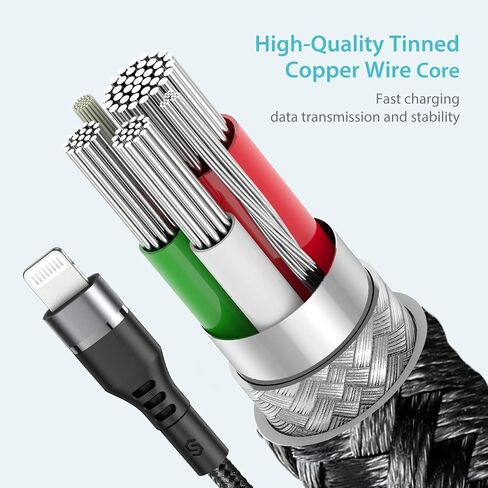 Syncwire iPhone Charger Lightning Cable 4ft [Apple MFI Certified] Upgraded Nylon Braided Fast Charging & Syncing Apple Charger Cord for iPhone 13 12 11 XS Max XR X 8 Plus 7 Plus 6S 6 Se iPad - Black in Saudi Arabia