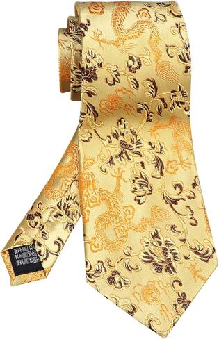 الرجال التنين التعادل الفاوانيا التطريز المنسوجة الزفاف الرسمي الحرير ربطات العنق هدية 3.54" in Kuwait